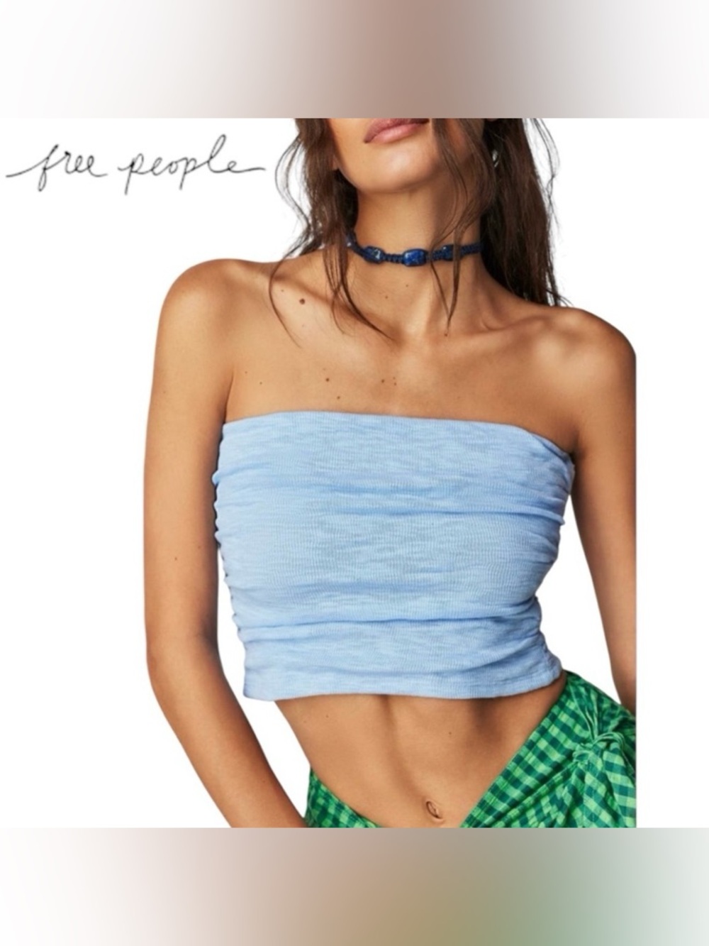 NWT Free People Boulevard Tube Top | Size: L | Blue Vista